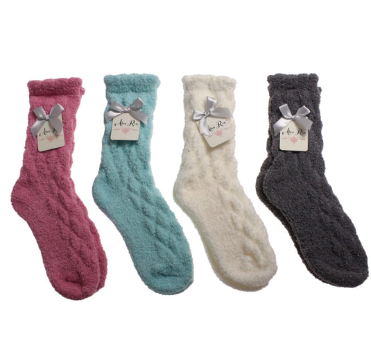 Women's Alexa Rose Cable Stitch Butter Crew Sock