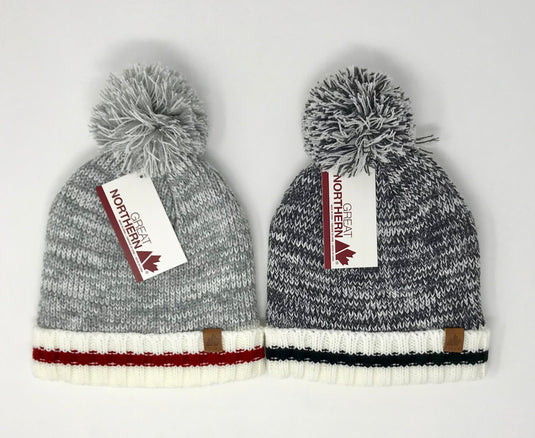 Kids Sherpa Lined Cuffed Knit Hat with Pom