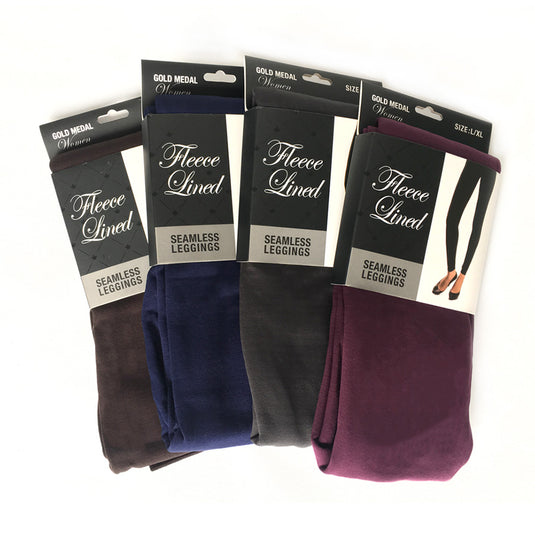 Womens Fleece Lined Seamless Leggings - Assorted