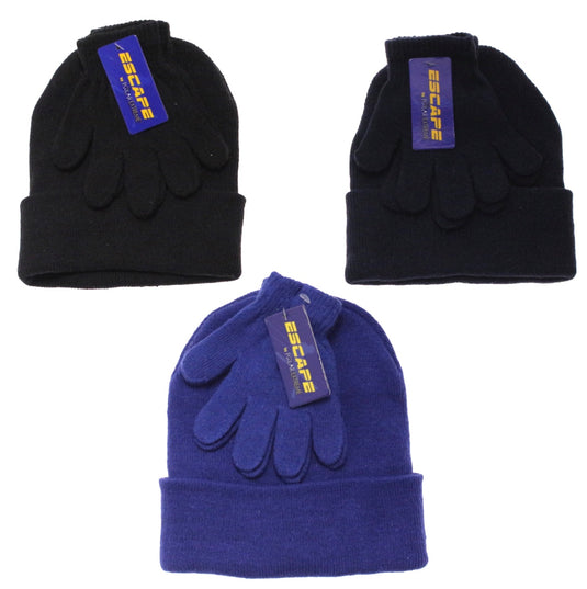 Kid's 2 Piece Knit Hat and Glove Set Asst Colors