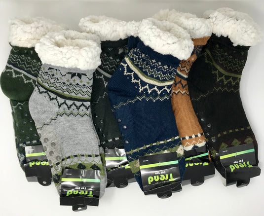 Women's Sherpa Lined Cozy Lounge Socks - Solid and Striped