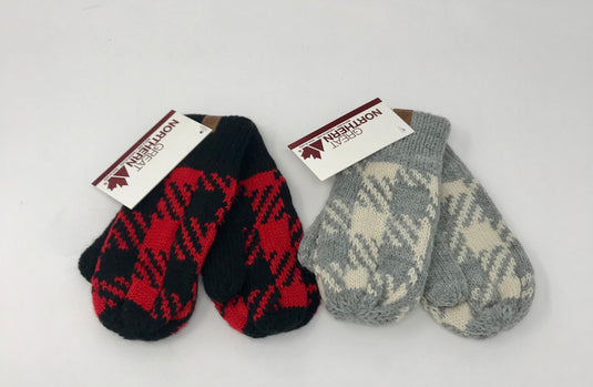 Kid's Knit Buffalo Plaid Mittens