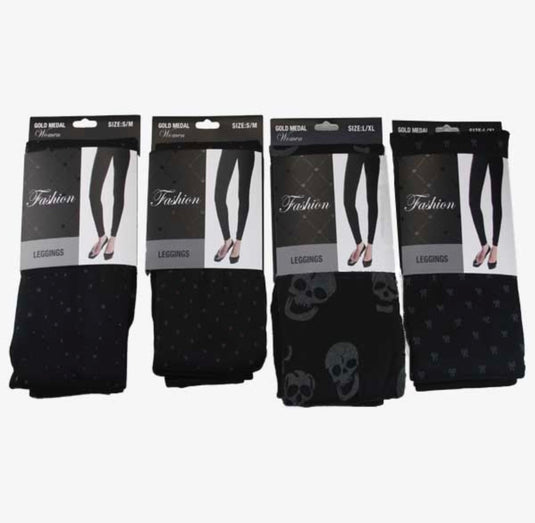 Women's Brushed Fashion Leggings - Assorted Black