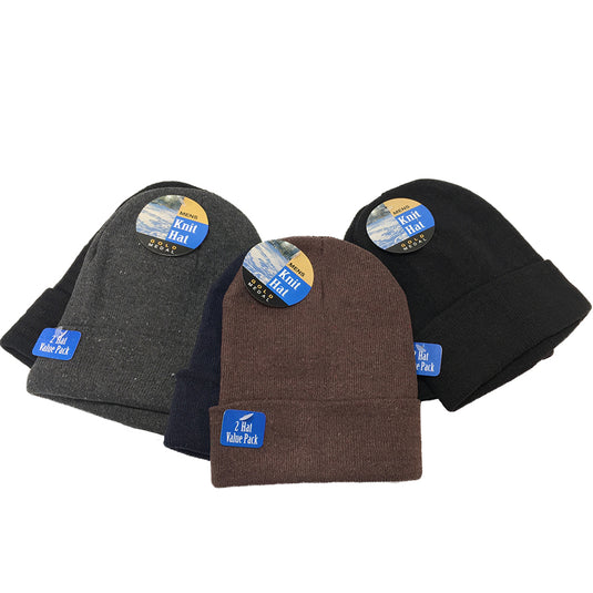 Men's 2 Pack Solid Cuffed Hats