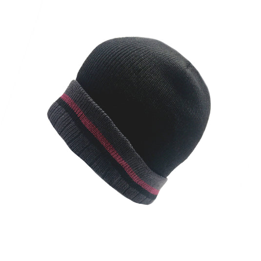 Men's Heavy Rib Hat with Striped Cuff