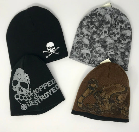 Skull Print Knit Beanie Cap Assorted Designs