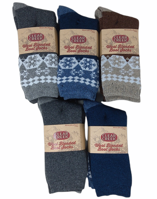 Clear Creek Women's Fairisle and Solid Crew Sock 2-PK