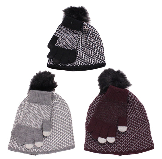 Women's Hat and Glove Set, Fashion Hat and Text Glove