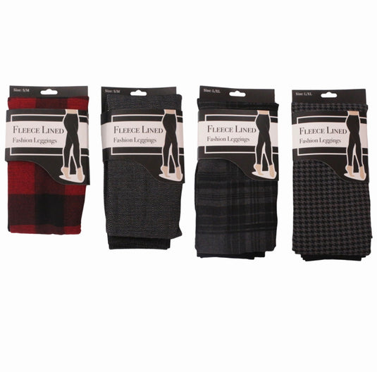 Women's Fleece Lined Fashion Leggings - Assorted Pattern Design