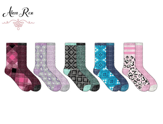 Women's Alexa Rose 2-Pack Chamois Assorted Jacquard Socks