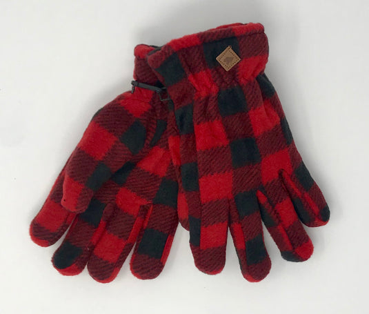 Kid's Sherpa Buffalo Plaid Fleece Gloves