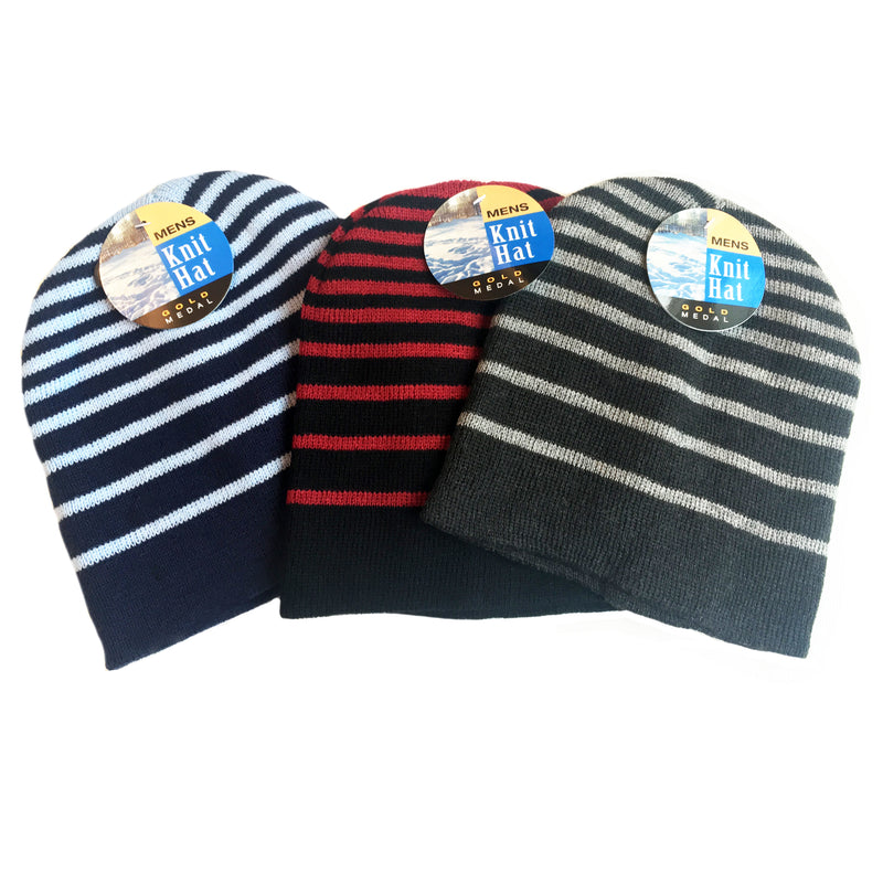 Load image into Gallery viewer, Men's Striped Knit Winter Hat - Assorted
