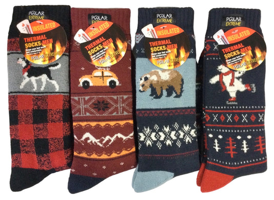 Polar Extreme Heat Men's Pattern Brush Sock