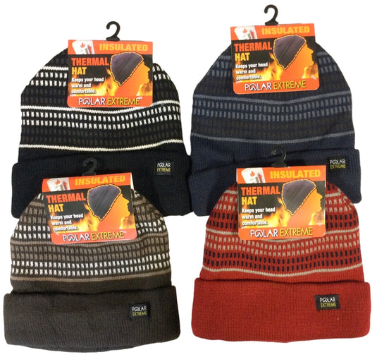 Polar Extreme Heat Men's Striped Cuffed Pulled Diamond Hat