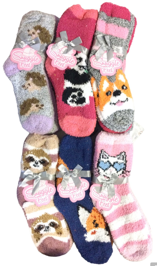 Snuggle Feet 3-Pack Quarters Buttersox W/ Animals