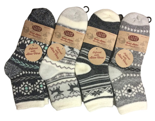 Clear Creek Ladies Feather Aloe Lined Cabin Socks