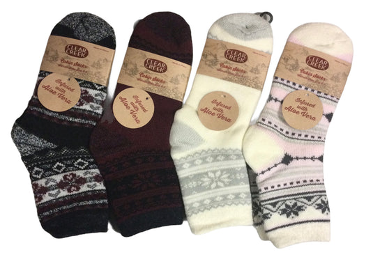Clear Creek Ladies Feather Aloe Lined Cabin Socks