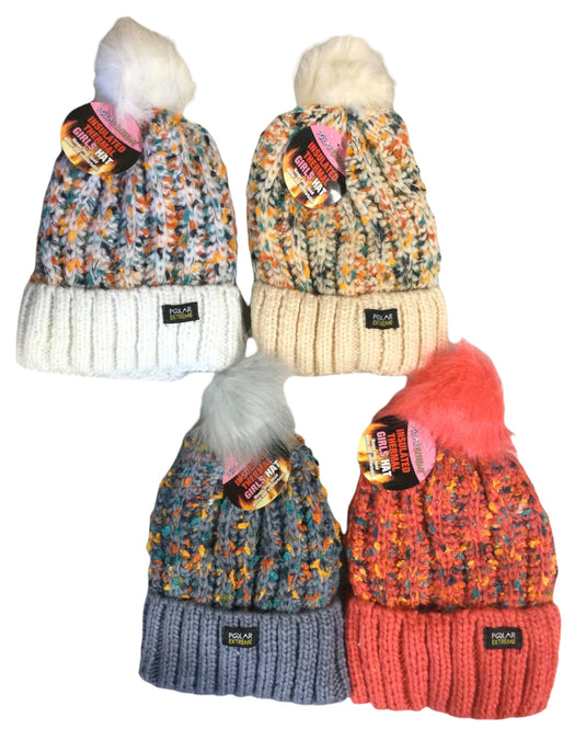Girl's Polar Extreme Heat Sherpa Lined Pom Hat