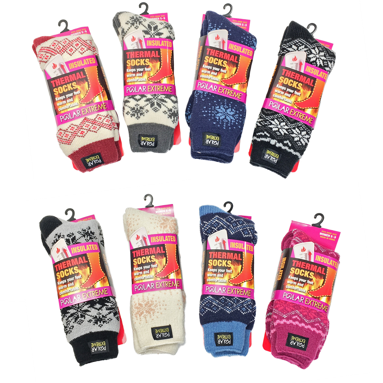 Socks-Ladies Polar Extreme Thermal Heat Sock, Fairisle - Wholesale